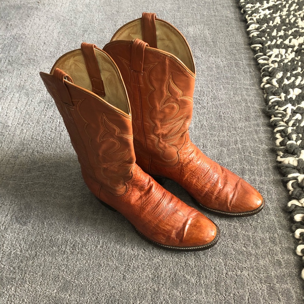 Authentic Ostrich Leather Boots, Men’s 11.5